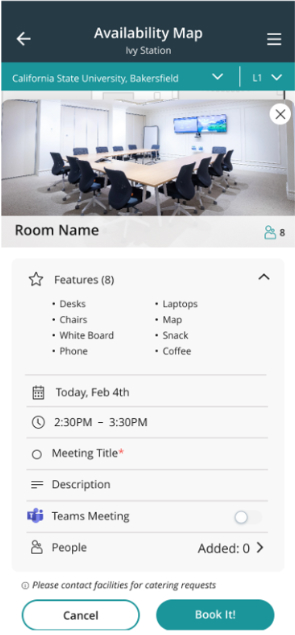 CXApp Platform Feature Room Booking System